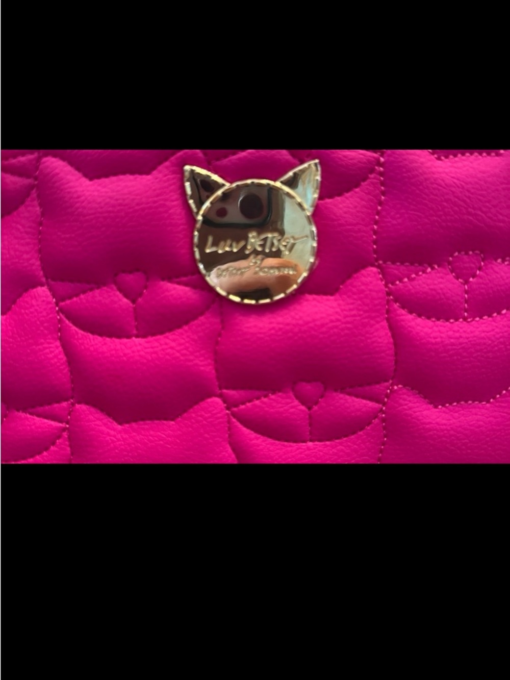 Betsy Johnson Hot Pink Quilted Cat Wristlet - Picture 2 of 3